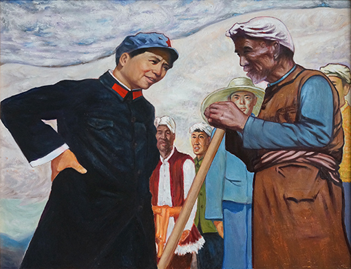 《民心所向》1939年毛主席在延安杨家岭与农民亲切谈话。130cmx100cm2017年6月6日.jpg