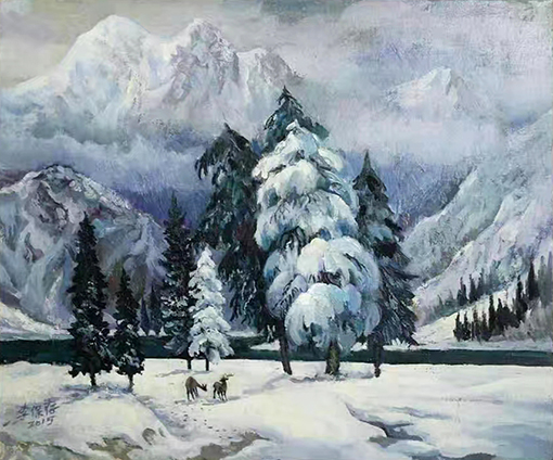 油画作品《北国隆冬》规格：60x50cm.jpg