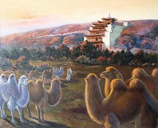 油画作品《圣地——敦煌莫高窟》规格：110x80cm.jpg