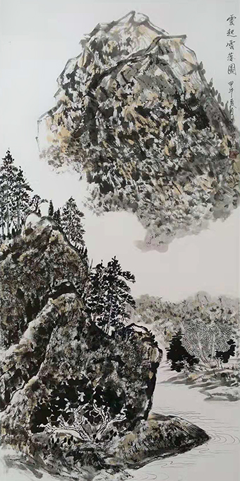 中国画《云起云落图》规格：136x68cm.jpg