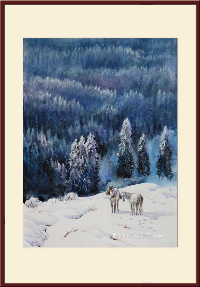 李保存作品-水彩画《雪域温情》尺寸：75cmx55cm-价格：60000元一幅.jpg