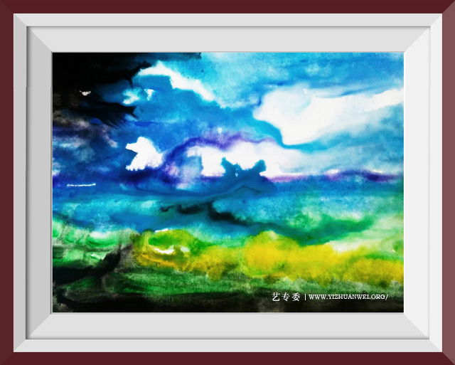 俞果水彩作品《天空》尺寸：27cmX37cm-价格：8000元一幅.jpg