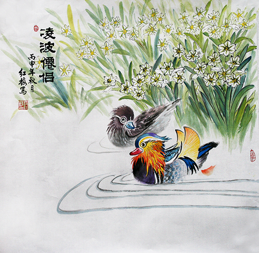 《凌波仙侣》68×68cm2016年天津刘红梅
