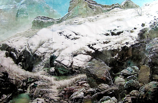 《雕峰春雪之大势至》400×250cm