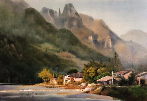 黄铁山 _ 苗村夕照图 _ 110x75cm _ 2018.jpg