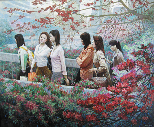 油画《 花城三月》规格：180cmx150cm 价格：每平尺15000元.jpg