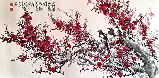 刘乃忠作品4《喜鹊无窮语红梅送奇香》规格：四尺整张 价格：每平尺20000元.jpg