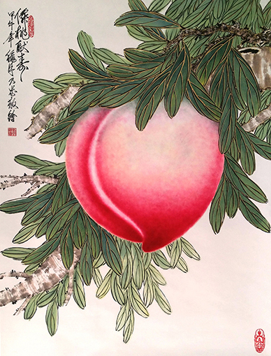 刘乃忠作品10《僲桃献寿》规格：六平尺 价格：每平尺20000元.jpg