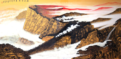 1547623062679041.jpg 章庭钰作品《峨眉金顶晨秀》136cmx68cm.JPG