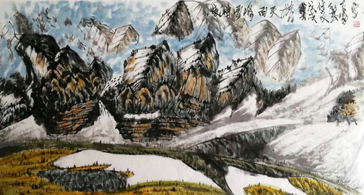 1547623912480019.jpg 杨涛作品5《崚嶒雪峰向天横》186x98cm.jpg