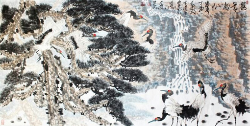 1547623938127257.jpg 杨涛作品8《鹤骨松心》244x122cm.jpg