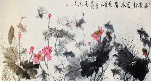 1547623947134444.jpg 杨涛作品9《爱莲戏水沐清风》244x122cm.jpg