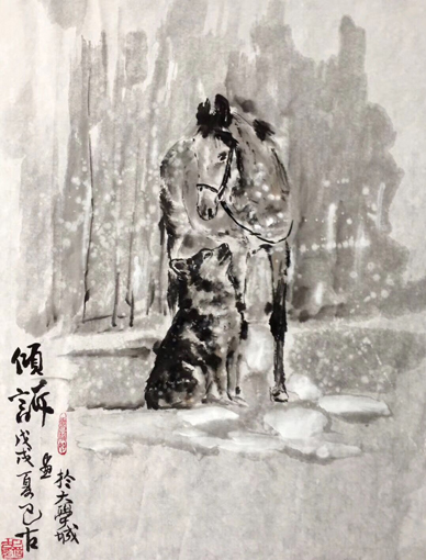 巴古作品10《倾诉》水墨画四尺斗方.jpg