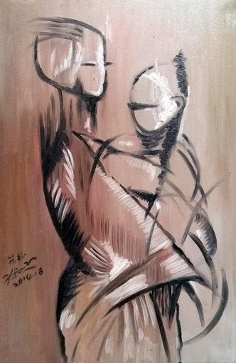 蒋征作品油画《母子情》规格：50x70cm 2014年.jpg