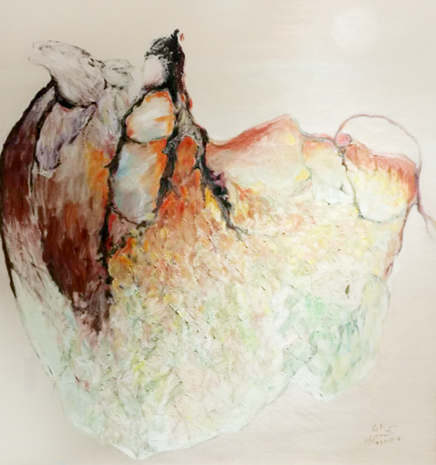 世界独创旋转油画(昭君出塞)，85cm×85㎝ 1998年，此画旋转欣赏可出现四幅不同画面，前无古人，后无来者，属世界画界绝品。.png