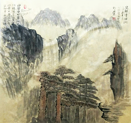 中国画《坐禅清凉山》(90cmx90cm).jpg