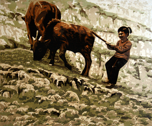 版画《黄土坡上的意趣》58×47.5cm   2008.jpg