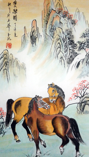 付玉法作品《双骏图》规格：50cmx100cm.jpg