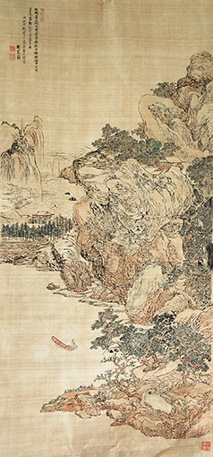 刘菎岭作品2《山溪游渡》138cmX69cm.jpg