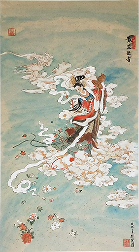 刘菎岭作品6《散花使者》138cmX69cm.jpg