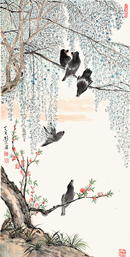 刘菎岭作品7《争春艳芳》138cmX69cm.jpg