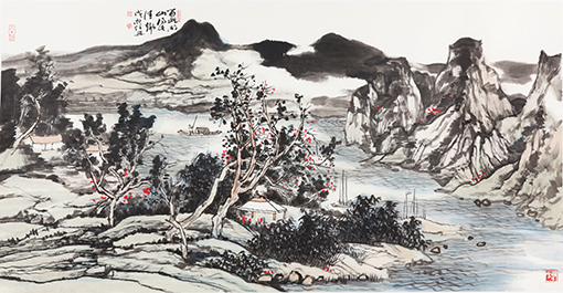 任冉作品《留此湖山得此佳趣》规格：138cmx68cm.jpg