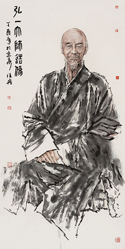 任冉作品《弘一大师造像》规格：138cmx68cm.jpg