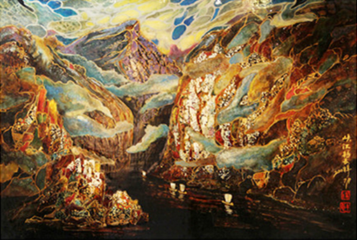 冯才志漆画作品《峡江彩云》.jpg