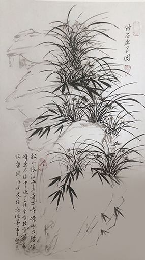 《竹石幽兰图》98×48cm价格：每平尺5000元.JPG