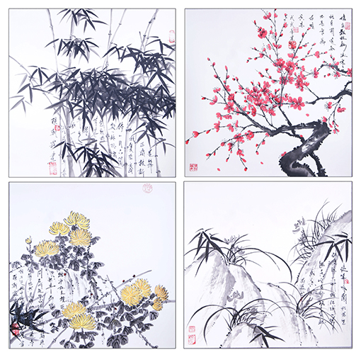 陈朝晖作品《梅兰竹菊》四幅 规格：68cmx68cmx4.jpg