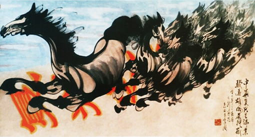 《中华复兴是伟业骏马雄风展神威》规格：3x6尺 价格：面议.jpg