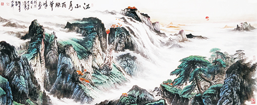 《江山秀丽映华峰》规格：366cmx146cm  价格：每平方尺80000元.jpg