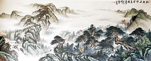 《松柏长伴云泉间》规格：366cmx146cm  价格：每平方尺80000元.jpg