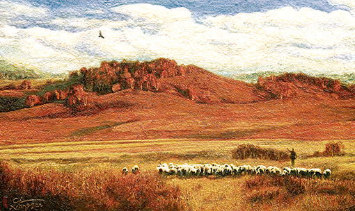 慈向群作品《牧 归》布面油画  规格：96cmx57cm  价格：每平尺80000元.jpg