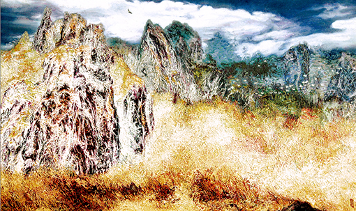 慈向群作品《神农山野》布面油画  规格：96cmx57cm  价格：每平尺80000元.jpg