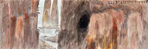 禅画《停船静观江底月》  规格：180x60cm  价格：24000元一幅.jpg