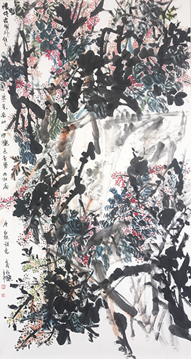 道金平作品《楼倚霜树外》规格：180cmx97cm.jpg