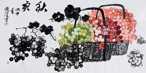 胡振汉作品2《秋实》规格：136cmx68cm 价格：每平尺6000元.jpg