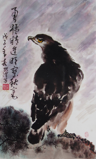 胡振汉作品9《勇猛精進  明察秋毫》规格：100cmx55cm 价格：每平尺6000元.jpg