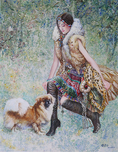 《树荫下的央金卓玛》  130x102cm 每平尺：12000元.jpg