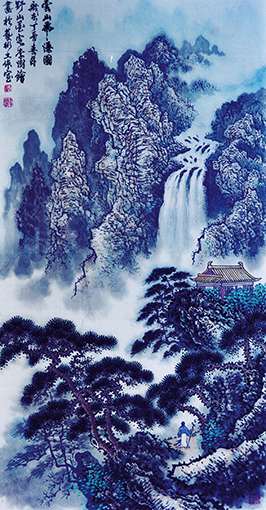 《云山飞瀑图》国画 136cmX68cm每平尺5000元.jpg