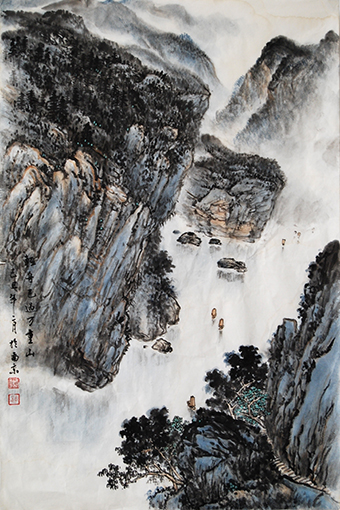 《轻舟已过万重山》 规格：69x45cm 价格：8000一幅.jpg