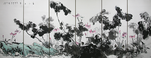 赵闯作品4《荷风清气》国画 规格：500cmx200cm 价格：30000元.jpg