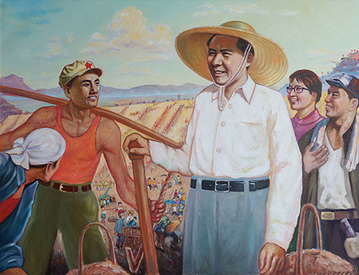 《功在当代，利在千秋》1958年5月25日毛主席在十三陵水库工地参加劳动。水利是农业的命脉。130cmx100cm2017年7月27日09655.jpg