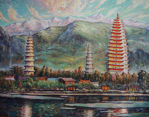 晚钟(大理三塔寺)130cmX100cm2013年.jpg