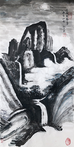 杨书英作《白马寺夜景》规格：98cmx48cm.jpg