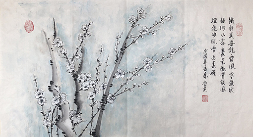 杨书英作《抱冰卧雪逼春醒》规格：98cmx48cm.jpg