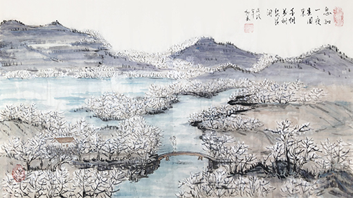 杨书英作《千树万树梨花开》规格：98cmx48cm.jpg
