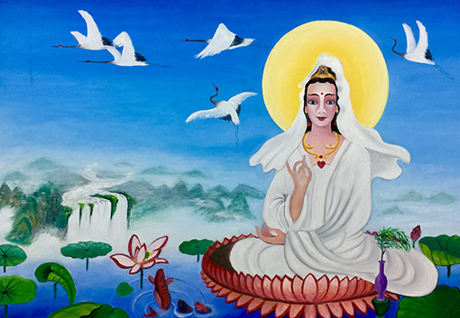 郭全林作品5《远山瀑布莲花白衣观音像》168cmX118cm.jpg