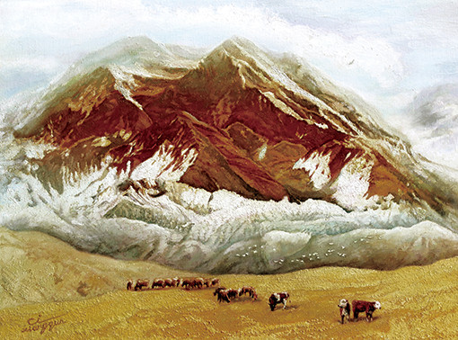 慈向群 高原牧歌布面油画60cmx45cm.jpg